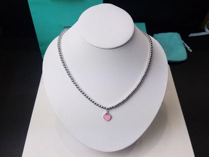 HEART PEDANT SILVER BALL CHAIN NECKLACE