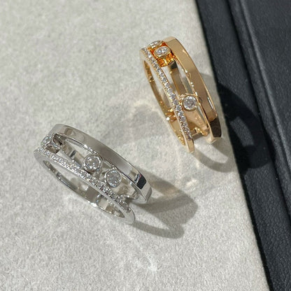 MOVE ROMANE PINK GOLD AND SILVER DIAMOND RING
