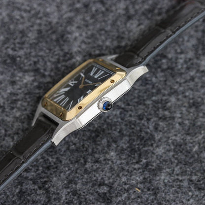 SANTOS DUMONT LADY GOLD CASE LEATHER STRAP