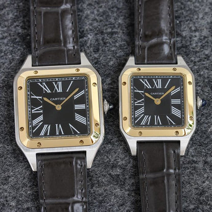 SANTOS DUMONT LADY GOLD CASE LEATHER STRAP