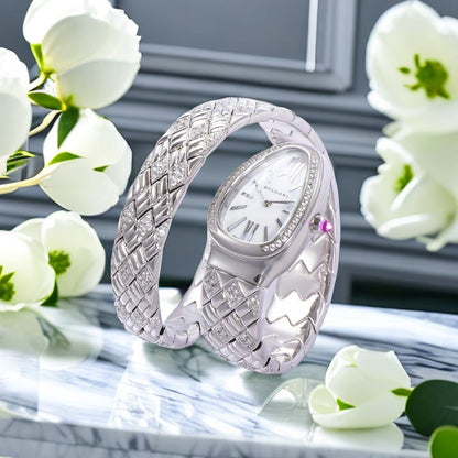 SERPENTI SPIGA 35 STAINLESS STEEL CASE BRACLET WHITE DIAL