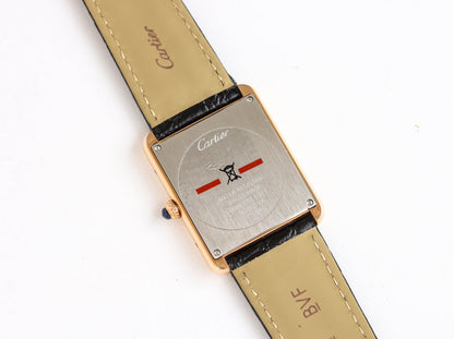 TANK SOLO PINK GOLD DIAMOND BEZEL LEATHER LEATHER