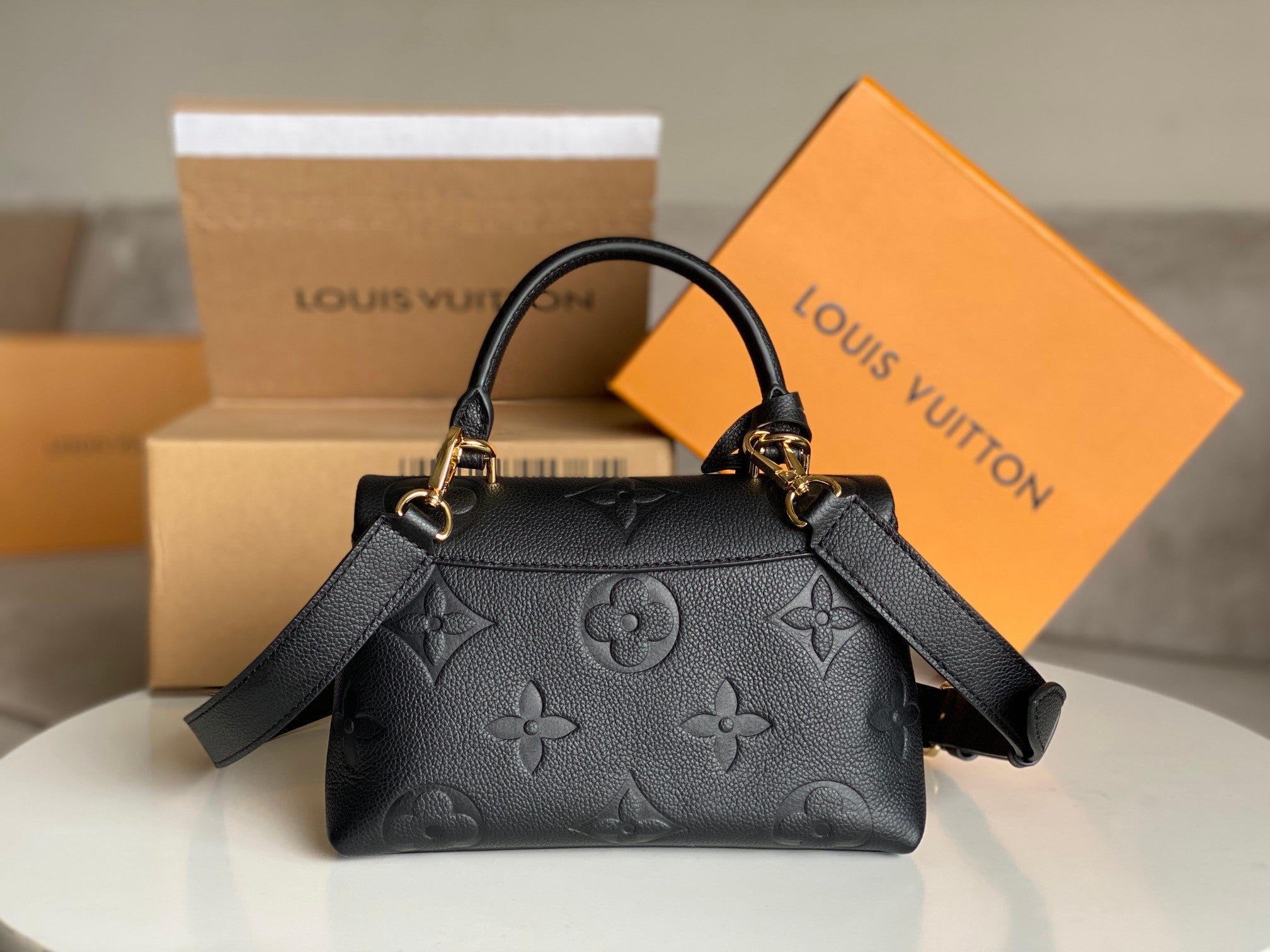 MADELEINE BLACK MONOGRAM EMPREINTE LEATHER