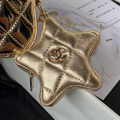 FLAP BAG MINI 20CM GOLD METALIC CALFSKIN
