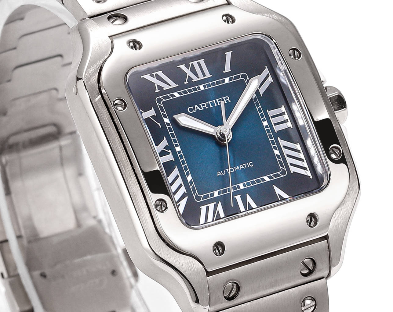 SANTOS LADY 35.1MM STEEL CASE BLUE DIAL