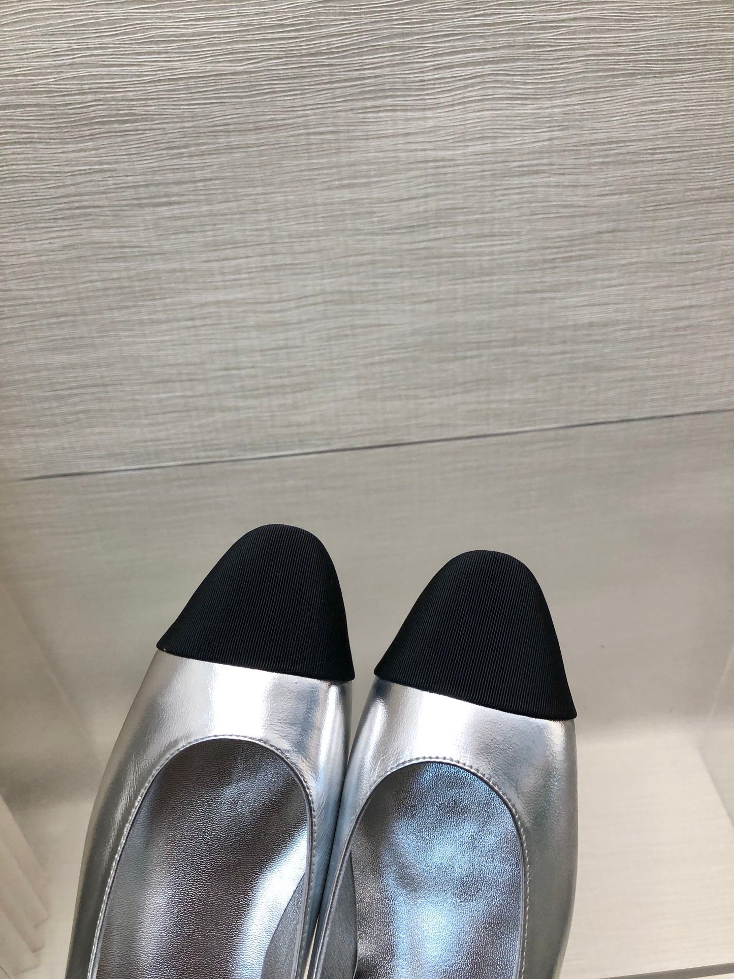 mary janes silver black metalic lambskin grosgrain