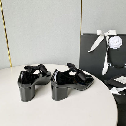 mary janes 60 black patent calfskin bow