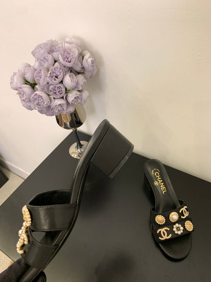 Chanel Embellished Sandal Black Leather 166885