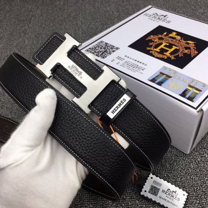 HM Original Belt 38mm Black Cowhide Sliver Buckle 620254
