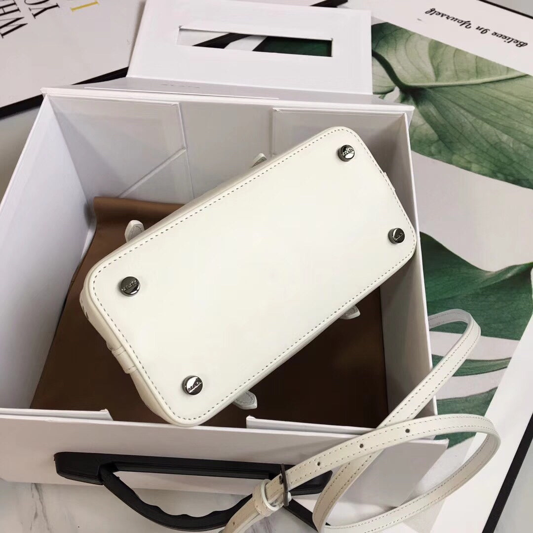 ALAIA MINA 20 BAG IN VIENNE WAVE WHITE CALFSKIN