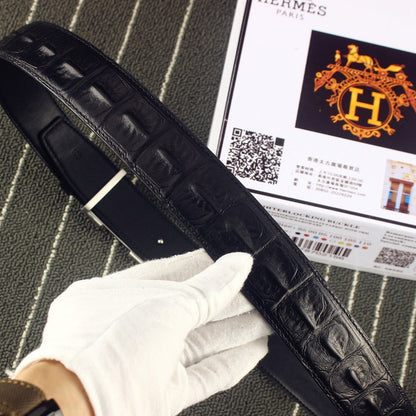 HM Original Belt 38mm Black Epsom Sliver Buckle 620267
