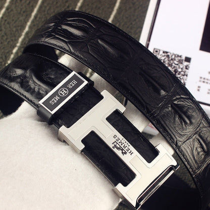 HM Original Belt 38mm Black Epsom Sliver Buckle 620267