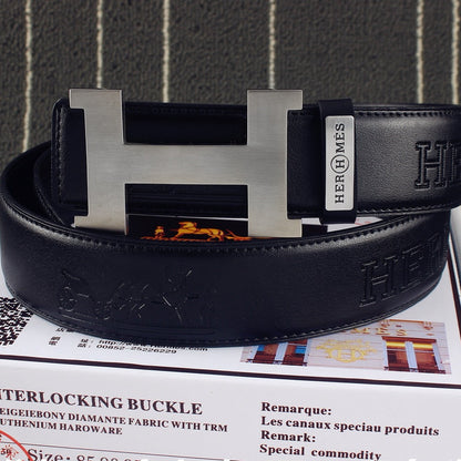 HM Constance Belt 38mm Black Calfskin Sliver Buckle 619960