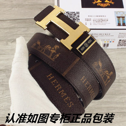 HM Constance Belt 38mm Brown Cowhide Gold Buckle 620195