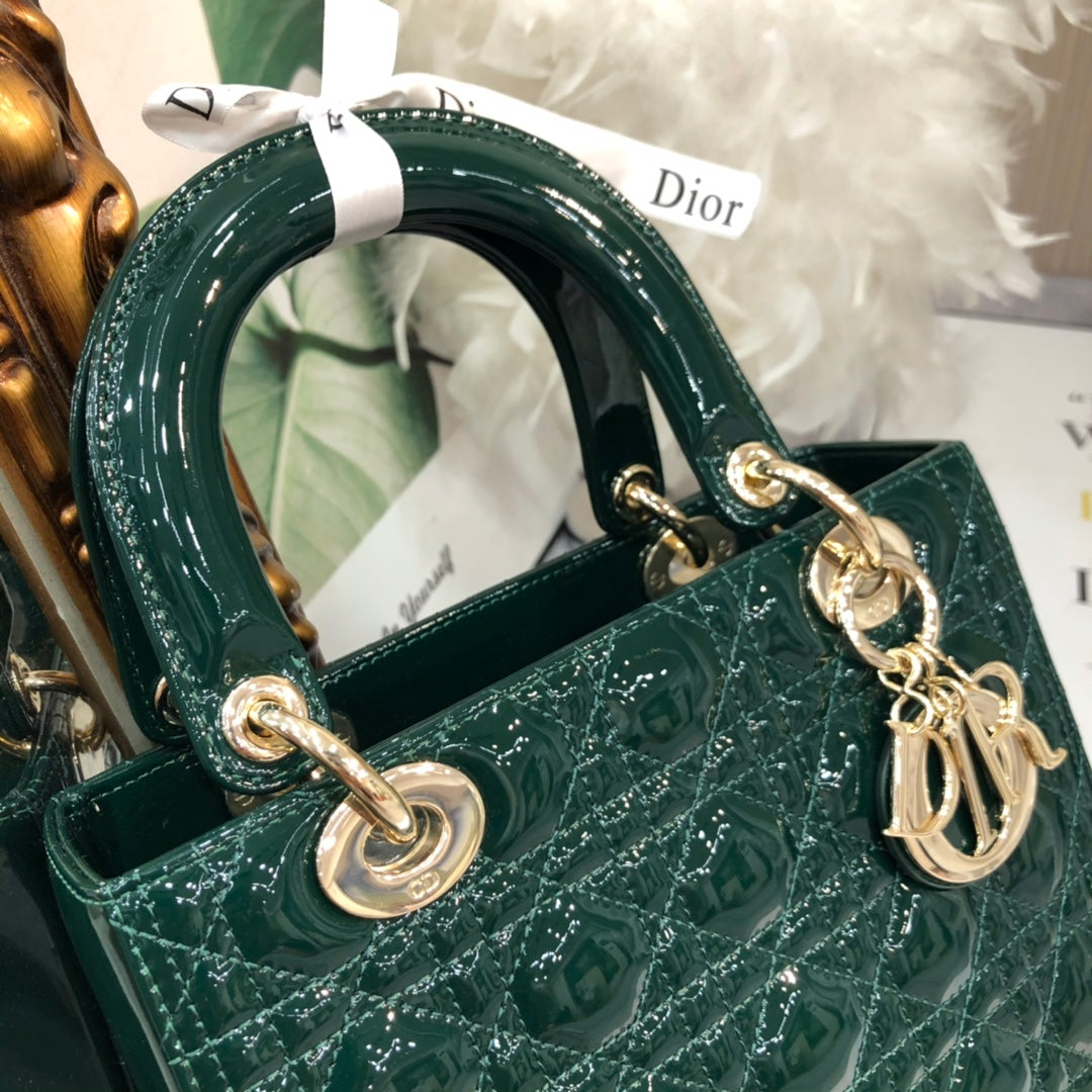medium lady 24 blue green patent calfskin