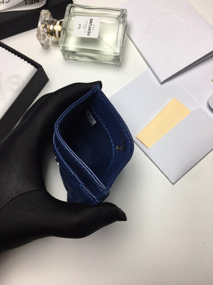CC CARD HOLDER 11.2 NAVY CALFSKIN SILVER ICON