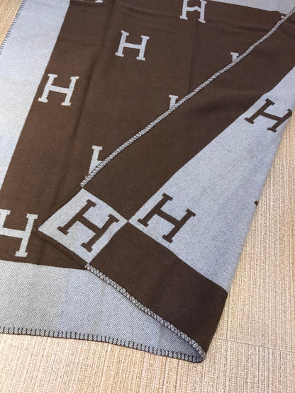 HM Avalon Blanket Brown Mix Gray Cashmere Wool 762022