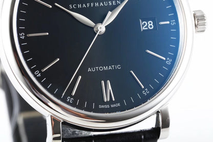 IWC Portofino 40mm Black Dial Steel Case Black Leather Strap