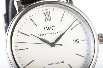 IWC Portofino 40mm Cream Dial Steel Case Black Leather Strap