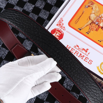 HM Belt 38mm Black Cowhide Leather Gold Buckle 619053