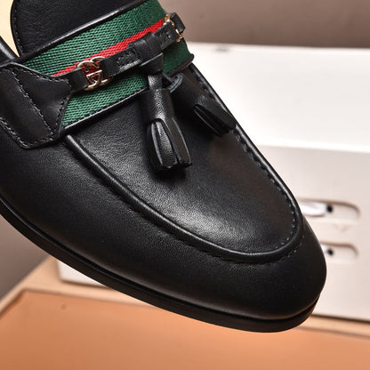 GG Men's Tassel Loafers Black Cowhide 546332
