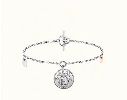 H Classic Sliver Coin Bracelet