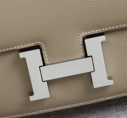 HM CONSTANCE BAGS 18 KHAKI EPSOM SILVER HARDWARE