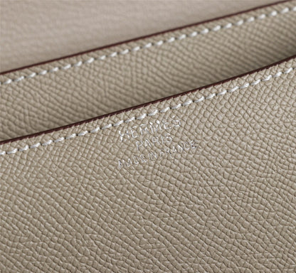 HM CONSTANCE BAGS 18 KHAKI EPSOM SILVER HARDWARE