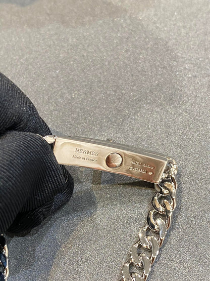 H Kelly Gourmette Sliver Diamond Bracelet