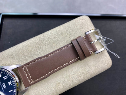 IWC Pilot 40mm Blue Dial Steel Case Brown Leather Strap