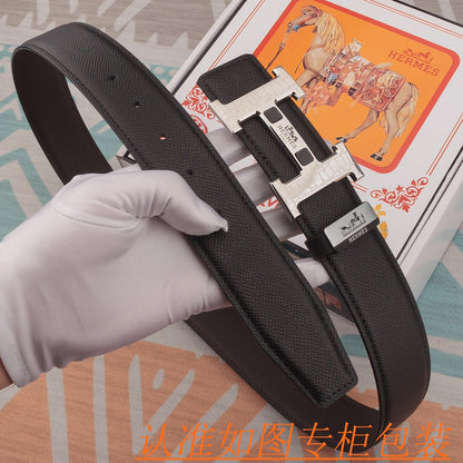 HM Constance Belt 38mm Black Epsom Sliver Buckle 619954