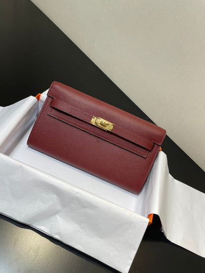 kelly to go wallet 20.5 rough h epsom gold hardware