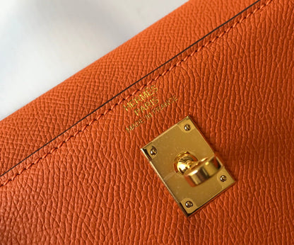 HM KELLY 32CM BAG IN ORANGE TOGO GOLD HARDWARE
