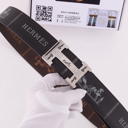 HM Constance Belt 38mm Black Brown Cowhide Gold Buckle 620188