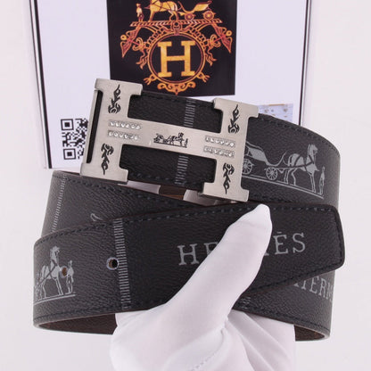 HM Constance Belt 38mm Black Brown Cowhide Gold Buckle 620188
