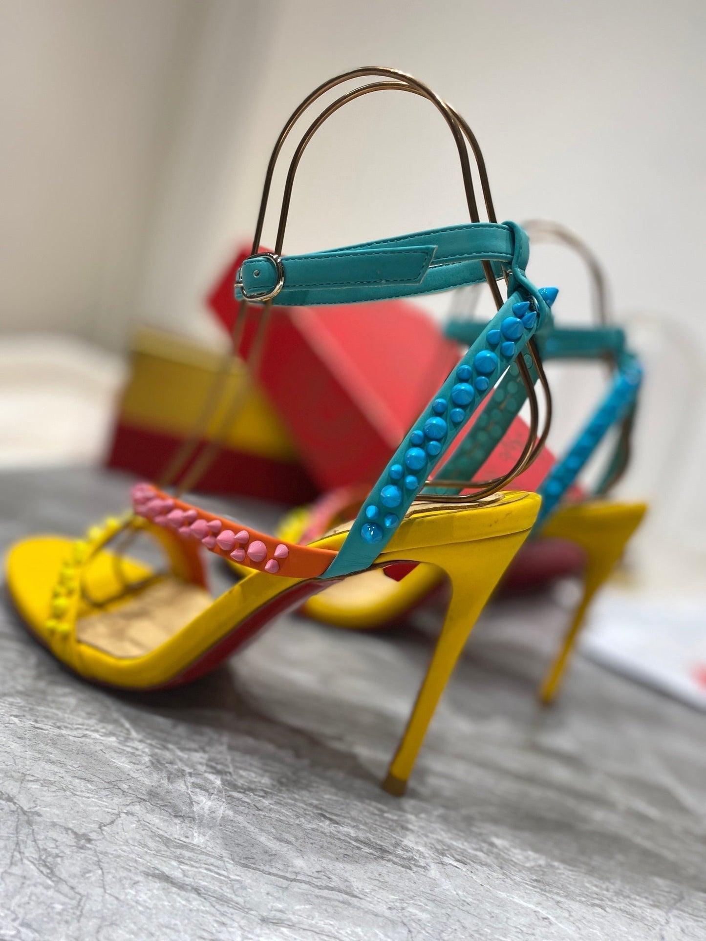 CL Spiked Sandals Multicolor Sheepskin Alloy Steel 346022