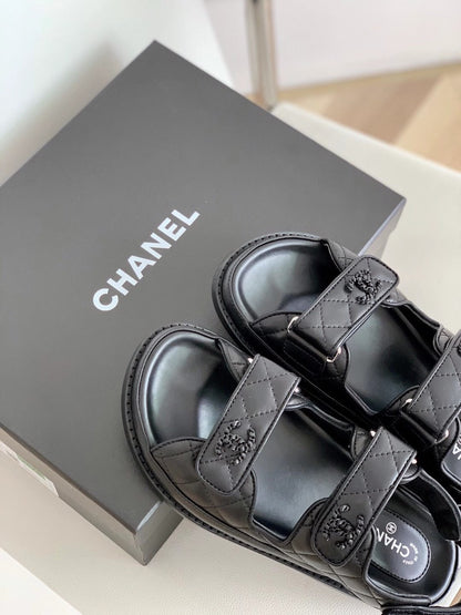 CC Dad Sandal All Black Calfskin
