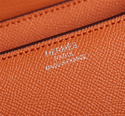 HM CONSTANCE BAGS 18 ORANGE EPSOM SILVER HARDWARE