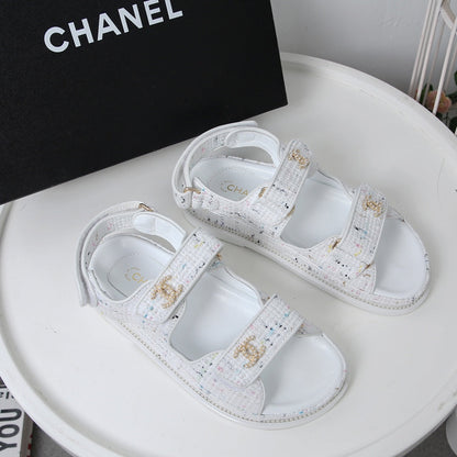 CC 25S Dad Sandal White  Tweed Calfskin