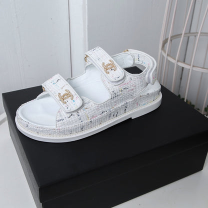 CC 25S Dad Sandal White  Tweed Calfskin