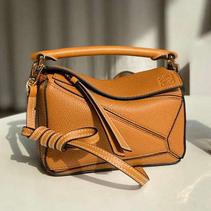 mini puzzle 18cm orange calfskin gold hardware