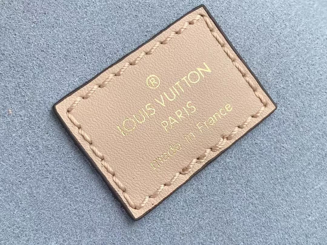 on my size pm 25cm greige calfskin brown monogram canvas
