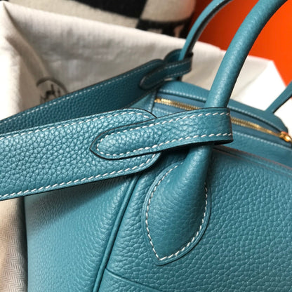 HM LINDY 30 BAG SAPPHIRE TAURILLON CLEMENCE LEATHER