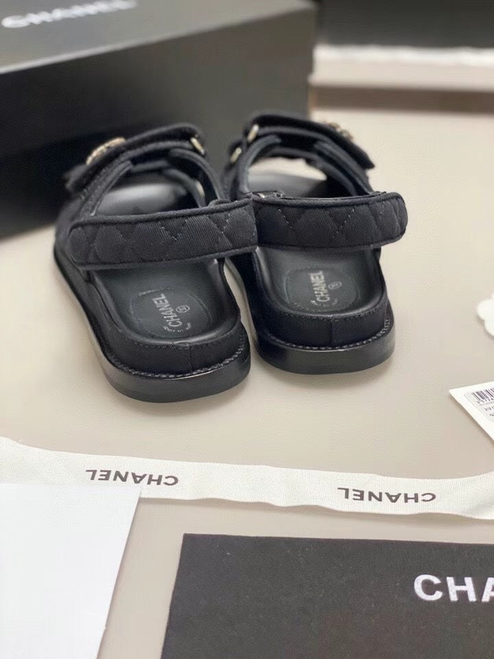 CC 25S Dad Sandal Black Denim Calfskin