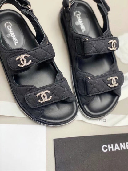CC 25S Dad Sandal Black Denim Calfskin
