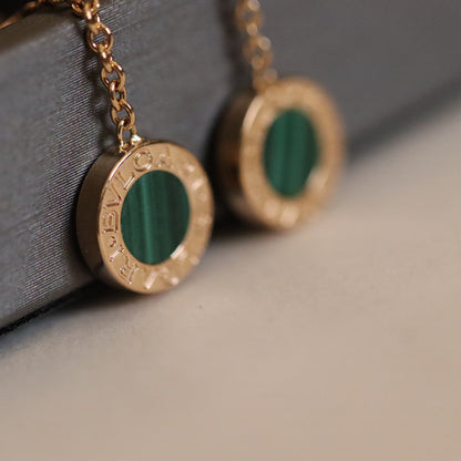 BVL EARRINGS DROP MALACHITE PINK GOLD