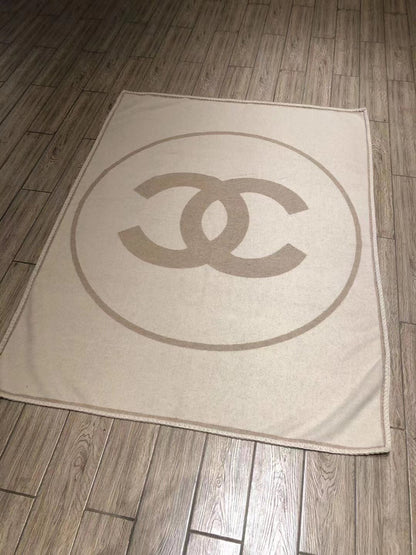 CC Merino Blanket Beige White Wool Cashmere