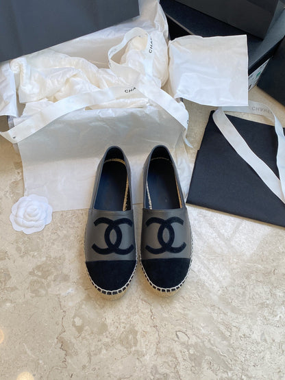 espadrilles dark grey lambskin black velvet