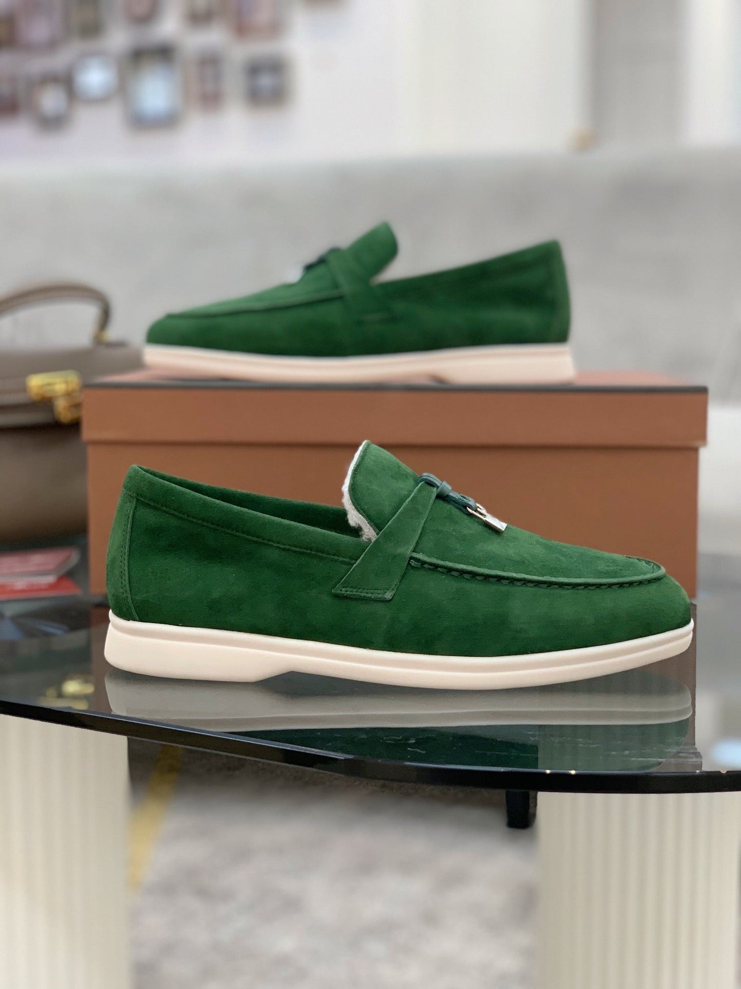LP 26SS Summer Charm Walk Loafer Green Suede Wool 606482