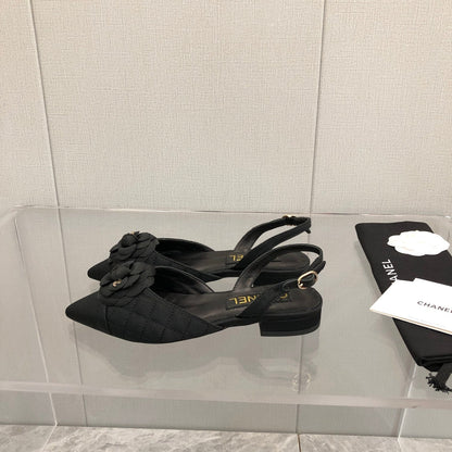 CC 25C 2CM Slingback Flats Black Fabric 213238